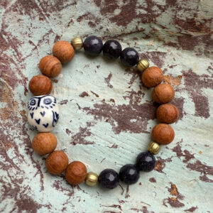 Owl | Blue Goldstone & Bayong Wood Diffuser Bracelet